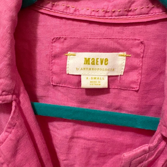 Maeve Anthropologie 100% linen oversized pink XS button down blouse - Picture 7 of 7